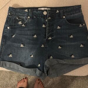Disney Women's Denim Shorts with Mickey Mouse Print